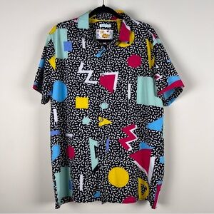 Oh Snap Drill Clothing Stretch Bold Short Sleeve Button Down Shirt Men’s Large